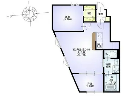 VILLEST 溝の口 ノース(2LDK/1階)の間取り写真