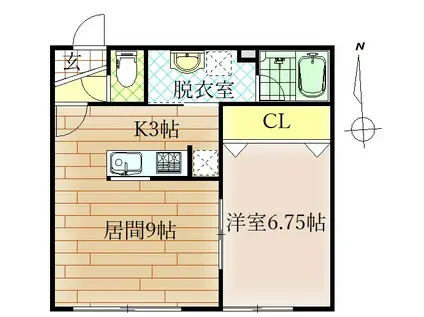 RIVERSIDE東光142I(1LDK/2階)の間取り写真