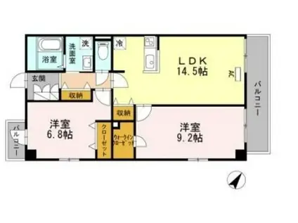 グリーンアベニューV(2LDK/1階)の間取り写真