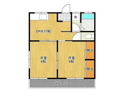 ニュー木村ハイツ(2DK/2階)の間取り写真