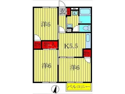 クレール南青山(3DK/1階)の間取り写真