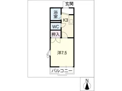 ジュネス弁天(1K/2階)の間取り写真