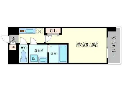 エスリードレジデンス大阪難波(1K/7階)の間取り写真