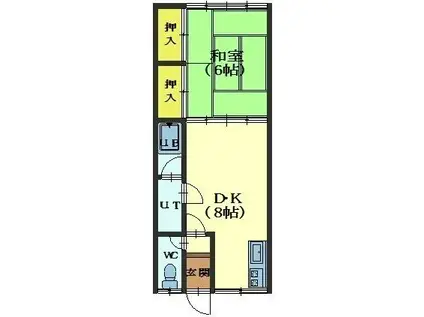 万代パレス(1DK/1階)の間取り写真