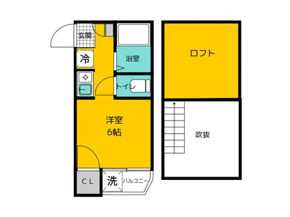 コルテッツ博多(1K/2階)の間取り写真