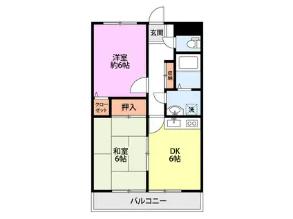 ガリレオ(2DK/2階)の間取り写真