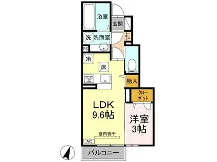 エ・リジエール クラ(1LDK/1階)の間取り写真