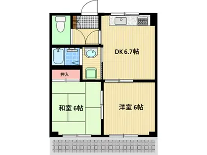 グランドイースト(2DK/1階)の間取り写真