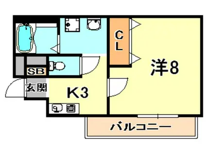 カーサ六甲(1K/2階)の間取り写真