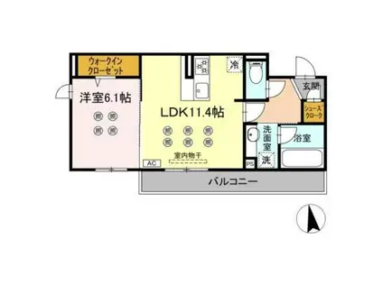 LAZO行橋(1LDK/2階)の間取り写真