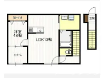 門前1丁目アパート(1LDK/2階)の間取り写真
