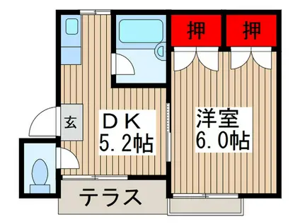 ストークハイツ花島(1DK/1階)の間取り写真