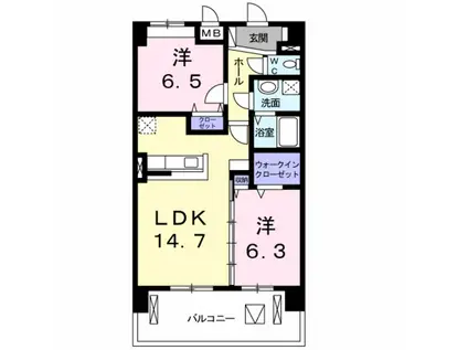 ティエラ フェリス(2LDK/5階)の間取り写真