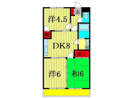 トヨダアメニティホームズⅠ(3DK/2階)の間取り写真