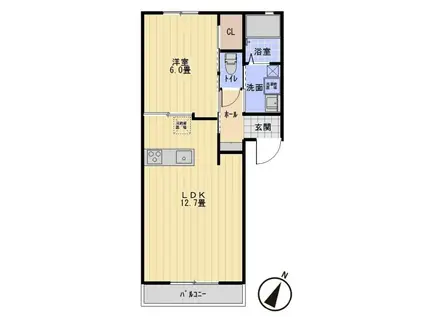 レジデンス虹(1LDK/2階)の間取り写真