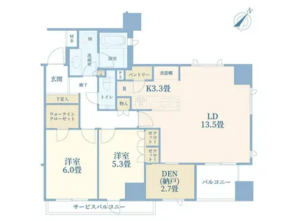 ディアナコート日本橋浜町(2SLDK/8階)の間取り写真