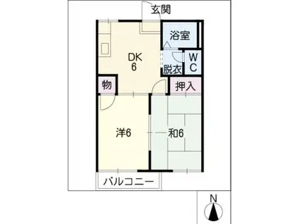 シャトル住吉A棟(2DK/2階)の間取り写真