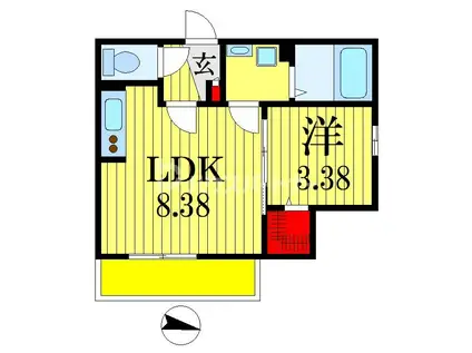 メゾン・リシュエ(1LDK/1階)の間取り写真