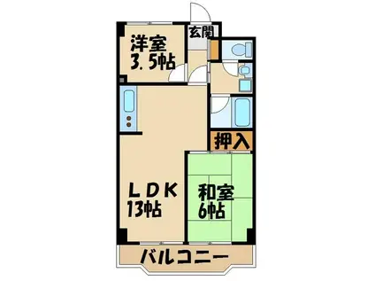 入間市駅前第2ビル(2LDK/7階)の間取り写真