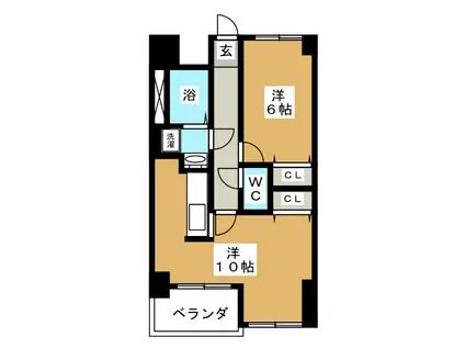 フラワータウン(1LDK/4階)の間取り写真