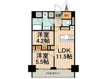 パークハビオ飯田橋(2LDK/12階)の間取り写真