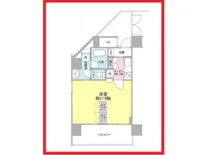 グランデュール綾瀬(1K/6階)の間取り写真