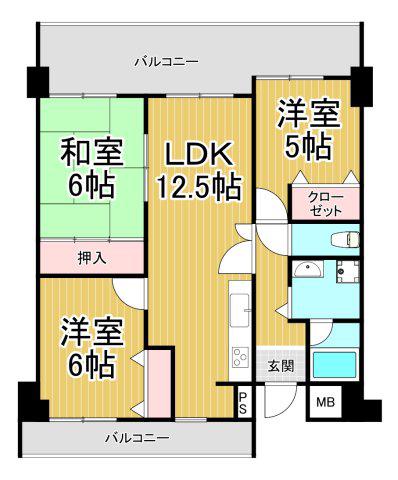サンジェラン(3LDK/3階)の間取り写真