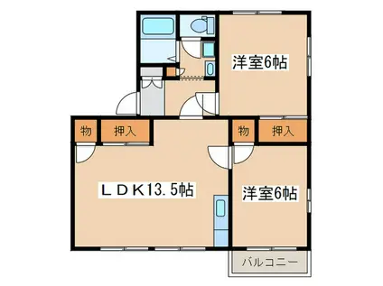 メゾンアイリスB(2LDK/2階)の間取り写真