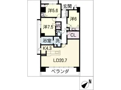 FRONT-IA GREEN FORT 901号(3LDK/9階)の間取り写真