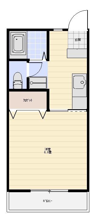 アネックスC(1K/1階)の間取り写真