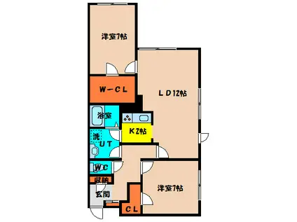 BLOOM亀田(2LDK/4階)の間取り写真