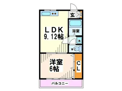 やよい荘A棟(1LDK/2階)の間取り写真