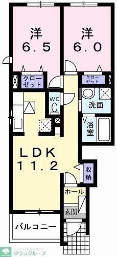 フィオーレI(2LDK/1階)の間取り写真