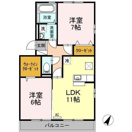 リバブル北高下A棟 A棟(2LDK/3階)の間取り写真
