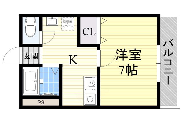コスモメイト山之内(1K/4階)の間取り写真