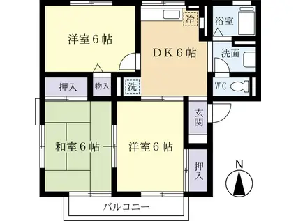 ゼフィール並木(3DK/1階)の間取り写真