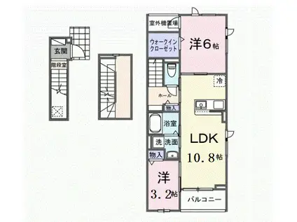 フラワーハイツ壱番館(2LDK/3階)の間取り写真