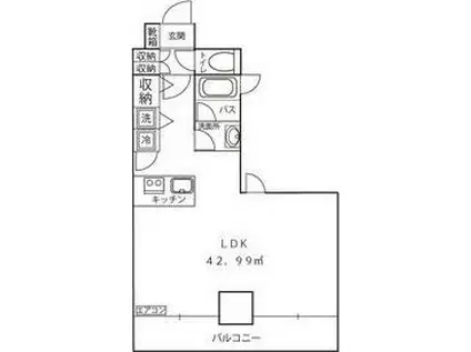 TERZO(ワンルーム/3階)の間取り写真
