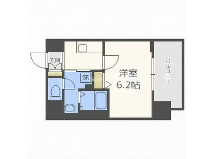 セオリー夕陽丘DOOR(1K/3階)の間取り写真