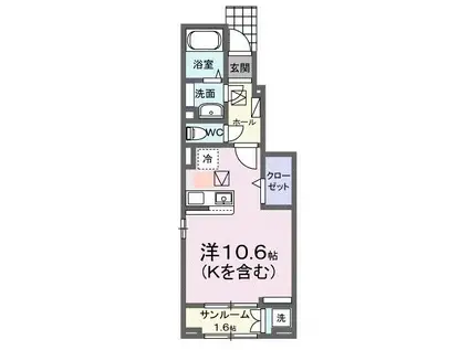 プレフェリート・V(ワンルーム/1階)の間取り写真