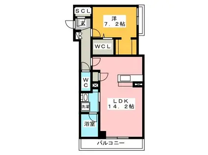 リオリエント九重(1LDK/3階)の間取り写真