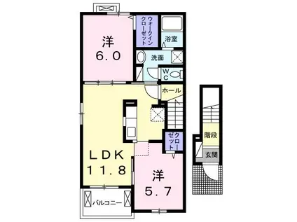 サンライズI(2LDK/2階)の間取り写真
