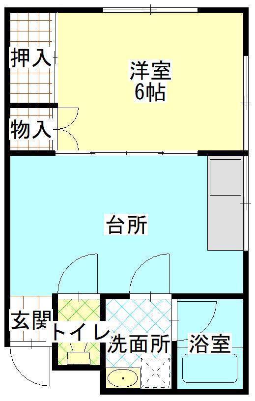 コーポ月山(1DK/1階)の間取り写真