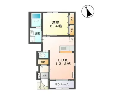 GRAIN-A(1LDK/1階)の間取り写真