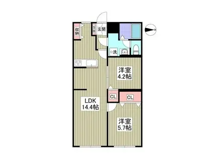 リブレス熊谷中央(2LDK/1階)の間取り写真