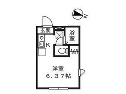 ティアラ溝の口弐番館(ワンルーム/2階)の間取り写真