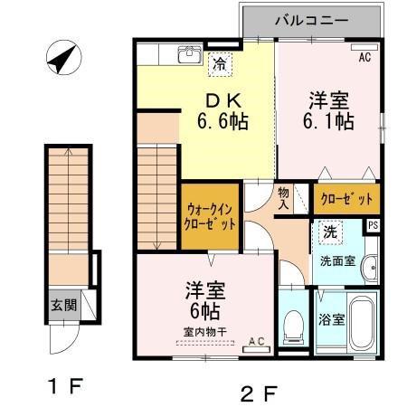 ELEGANCE I(2DK/2階)の間取り写真