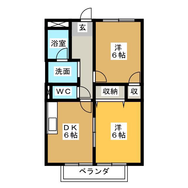 SURPLUSベルーガ A棟(2DK/2階)の間取り写真