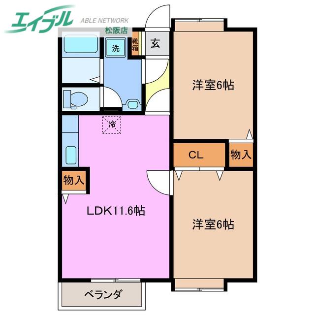 サニーヒル.ゴン(2LDK/1階)の間取り写真