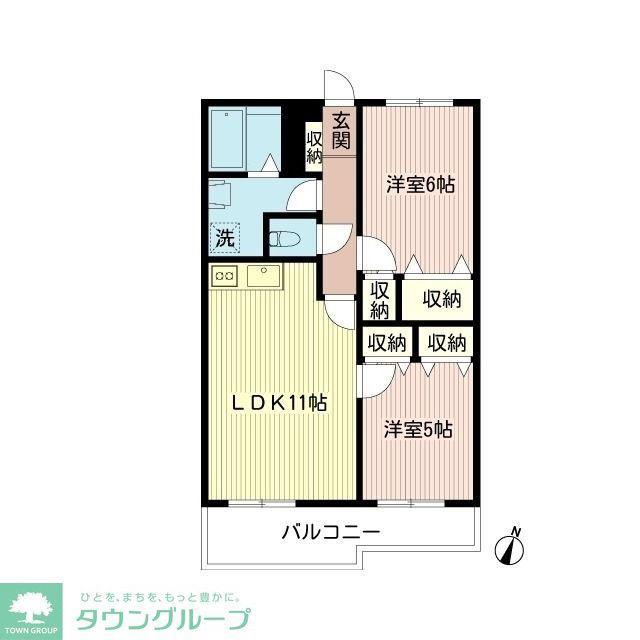 ラボーセジュール小金井(2LDK/1階)の間取り写真